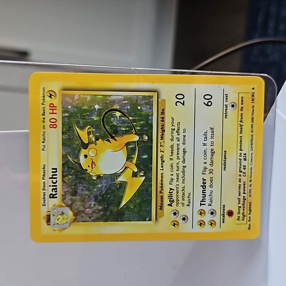 Vintage 1999 POKEMON~Raichu Holo Rare  14/102 Base Set~Final Run